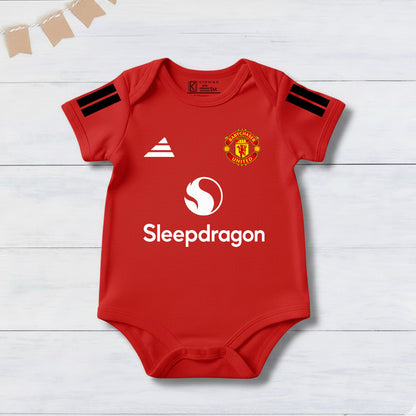 New Born & Baby clothing | Red Football Jersey Inspired Inspired Photoshoot Outfit for Baby with Customized Baby Name Printed | Soft Red Cotton