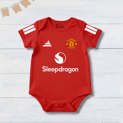 New Born & Baby clothing | Red Football Jersey Inspired Inspired Photoshoot Outfit for Baby with Customized Baby Name Printed | Soft Red Cotton