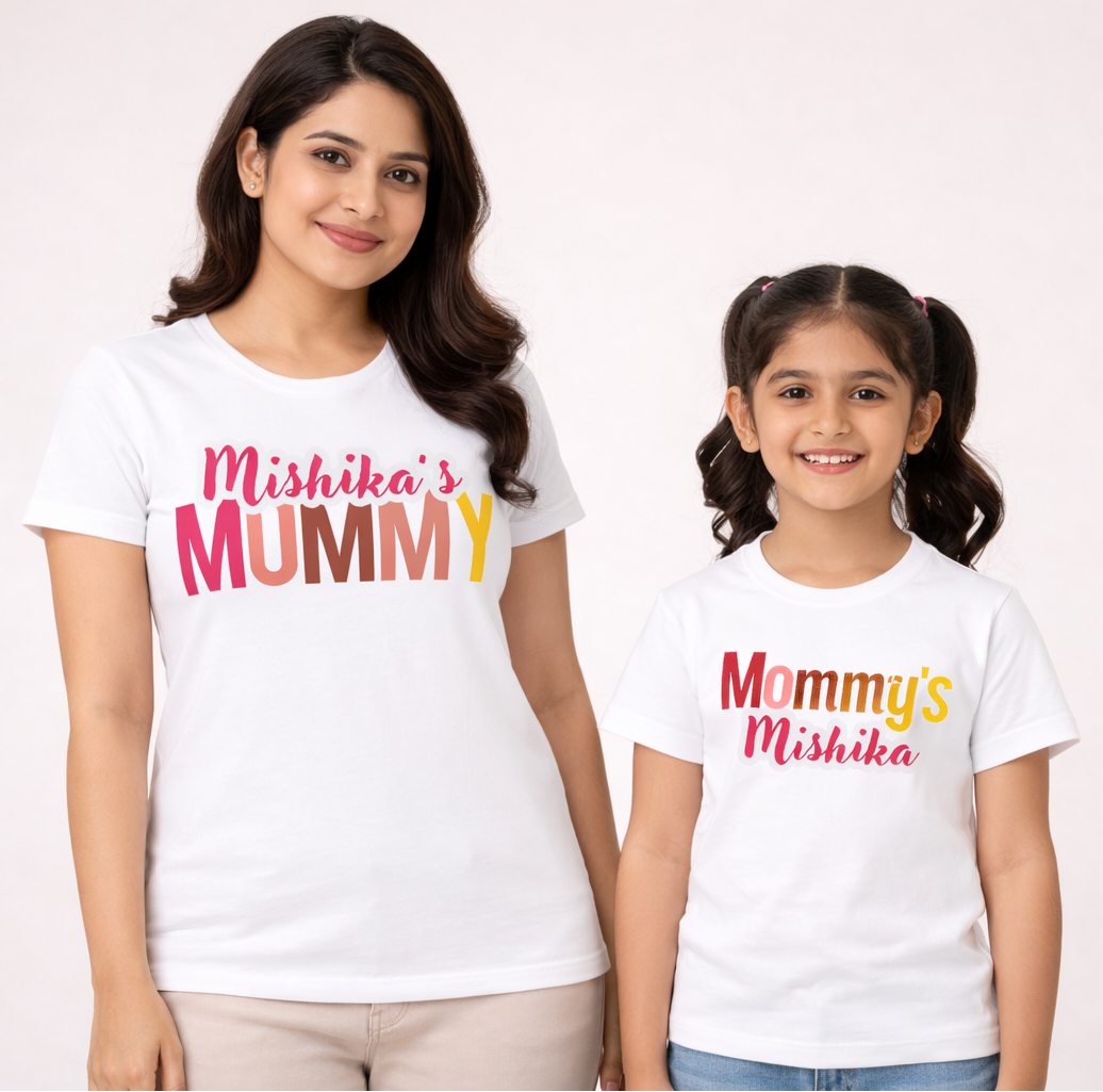Mommy With Customized Baby Name Mother's Day T-shirt Combo