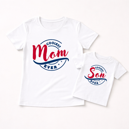 New Born & Baby Clothing | Coolest Mom Ever Coolest Son Ever | Soft Cotton Combo T-shirt