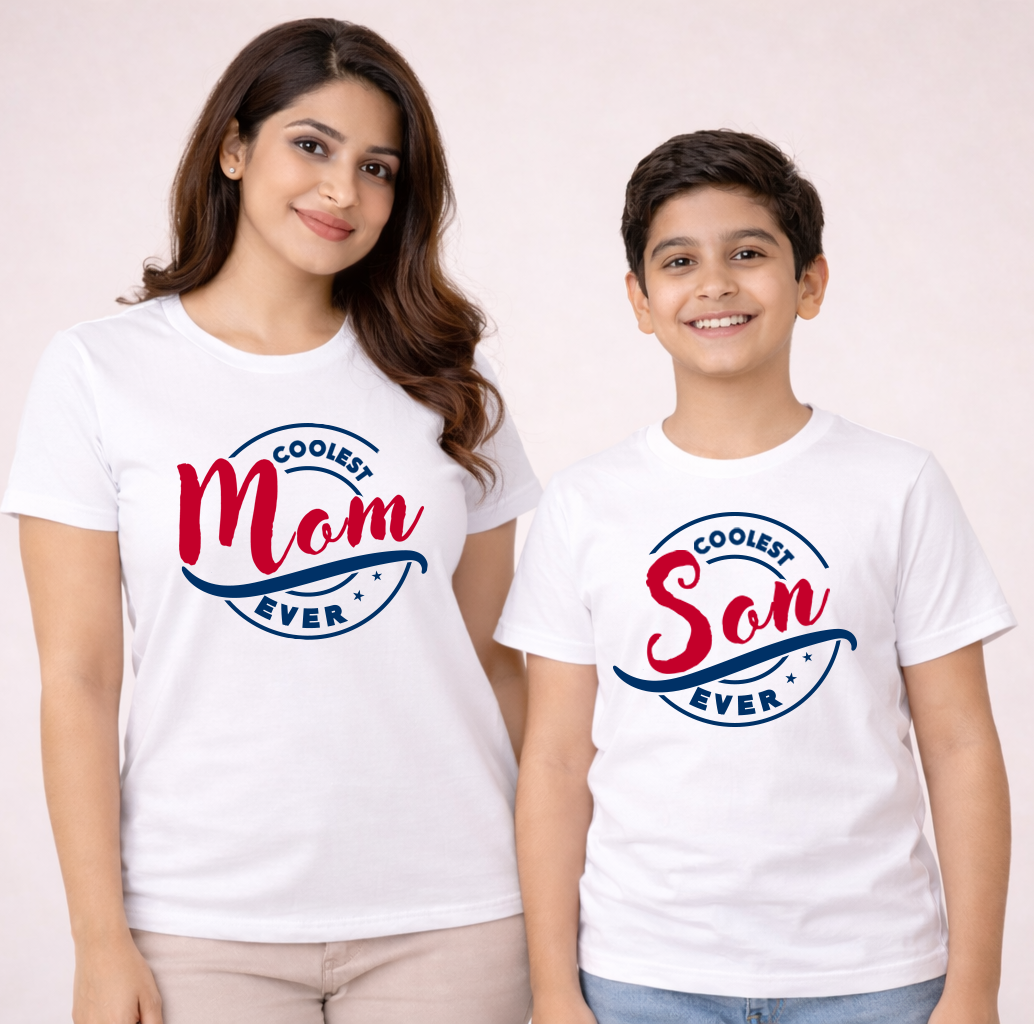 New Born & Baby Clothing | Coolest Mom Ever Coolest Son Ever | Soft Cotton Combo T-shirt