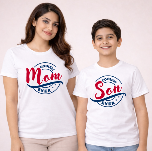 New Born & Baby Clothing | Coolest Mom Ever Coolest Son Ever | Soft Cotton Combo T-shirt