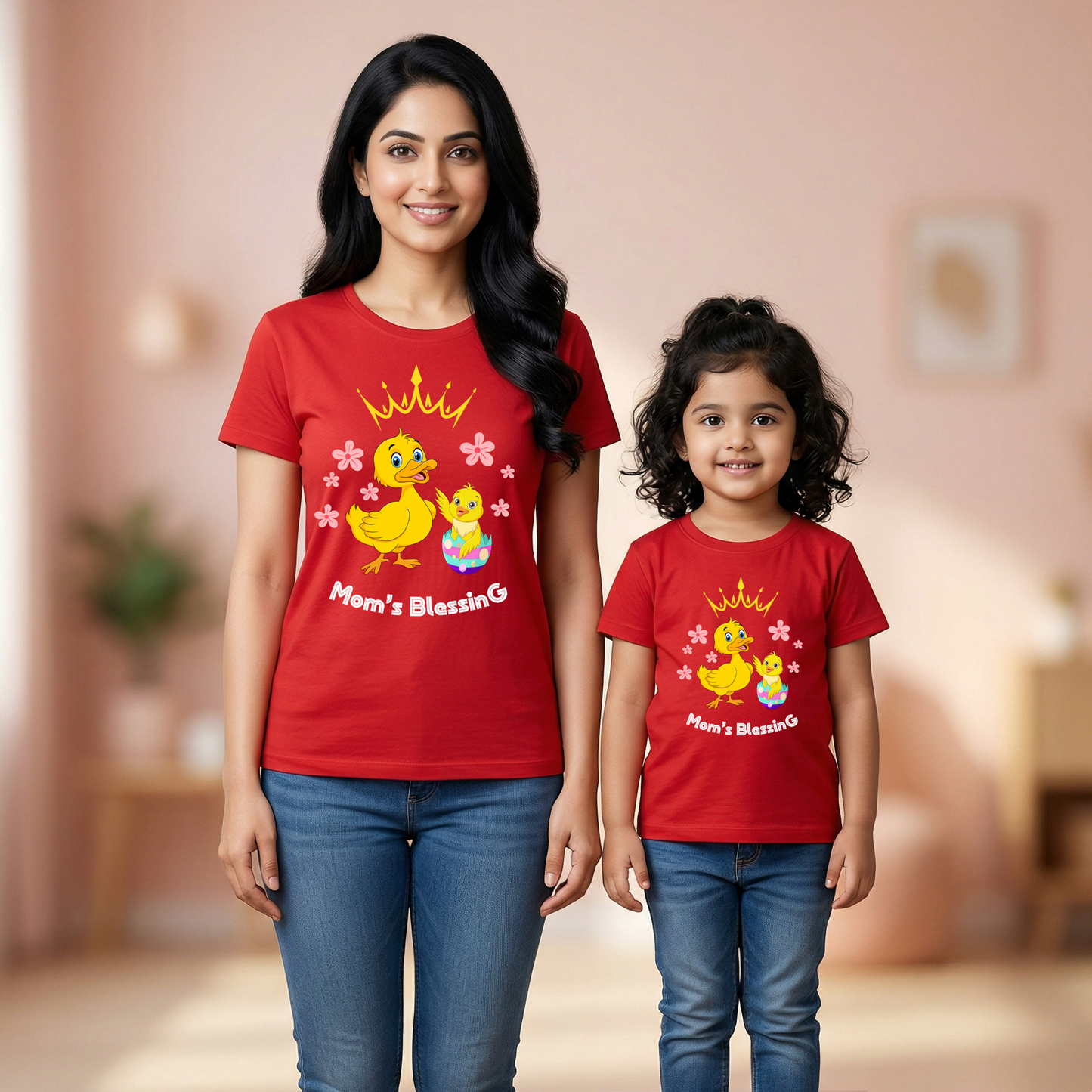 Blessed Mom with her little blessing cute duckling T-shirt Combo