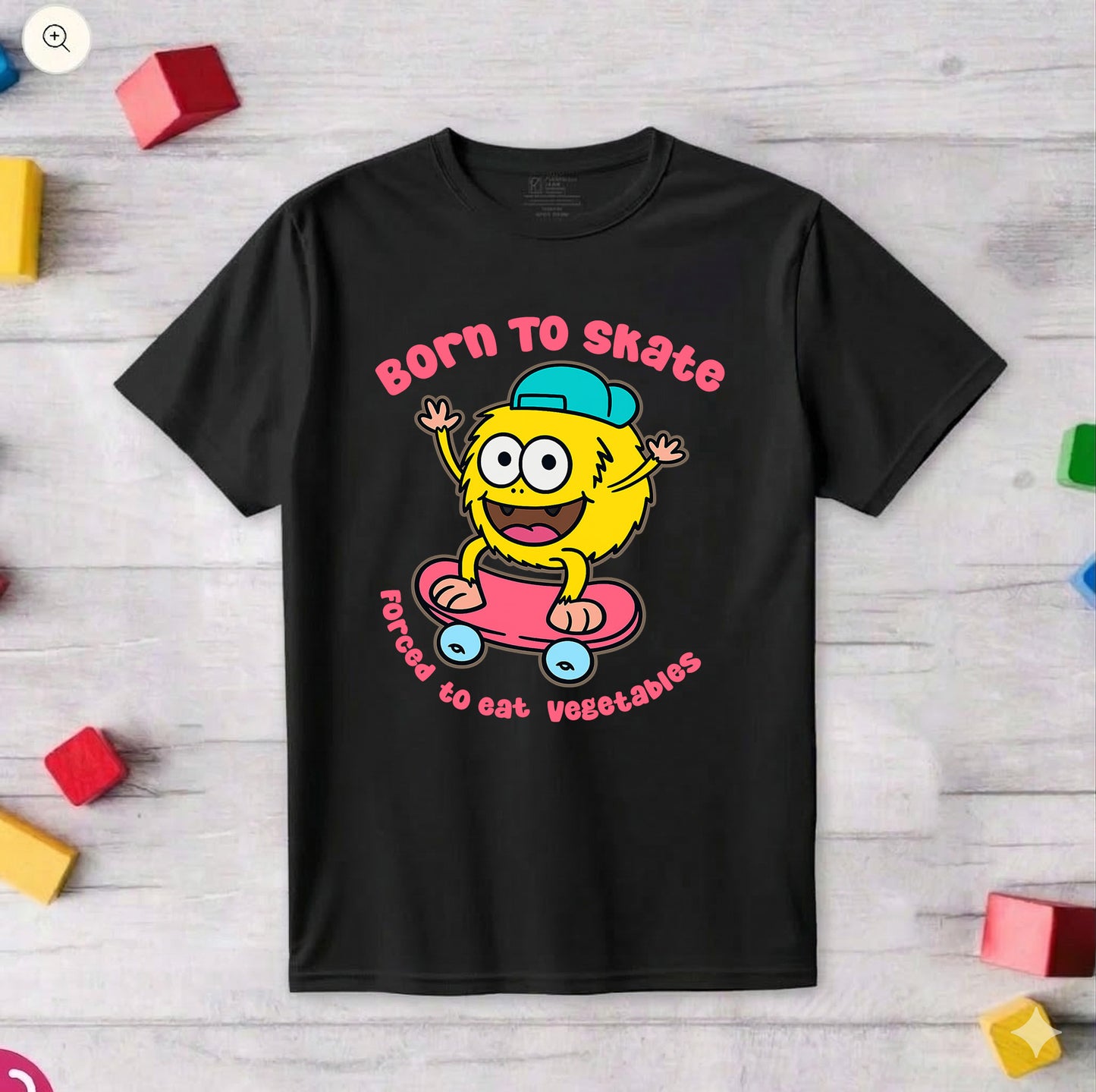 Born To Skate Forced To Eat Vegetables ! Printed Kid's T-Shirt