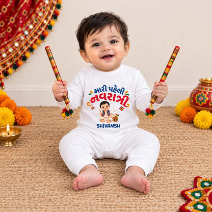 My First Navratri Baby Romper – Personalized Gujarati Navratri Romper with Custom Name