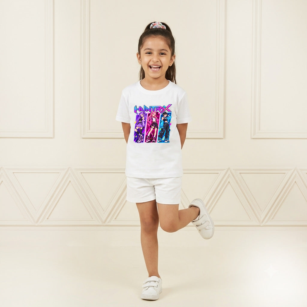 Huntrix Inspired Printed Kid's White T-Shirt