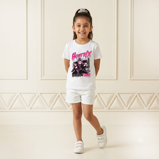 Huntrix kpop Inspired Printed Kid's White T-Shirt