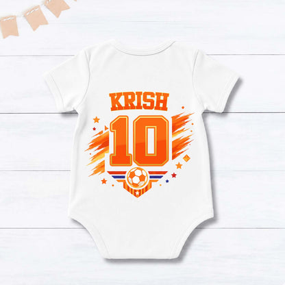 New Born & Baby clothing | Netherlands Football Fan Baby Romper with Customized Baby Name Printed | Soft  Cotton