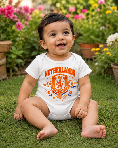 New Born & Baby clothing | Netherlands Football Fan Baby Romper with Customized Baby Name Printed | Soft  Cotton