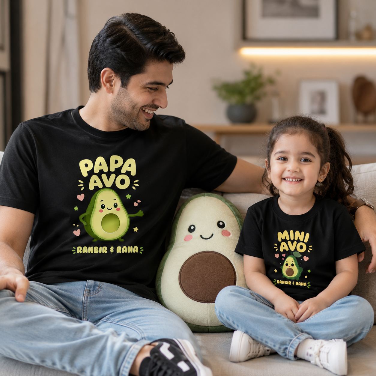 New Born & Baby Clothing | Papa Avo Mini Avo Together Father & Daughter Twinning Black Sets | Soft T-shirt