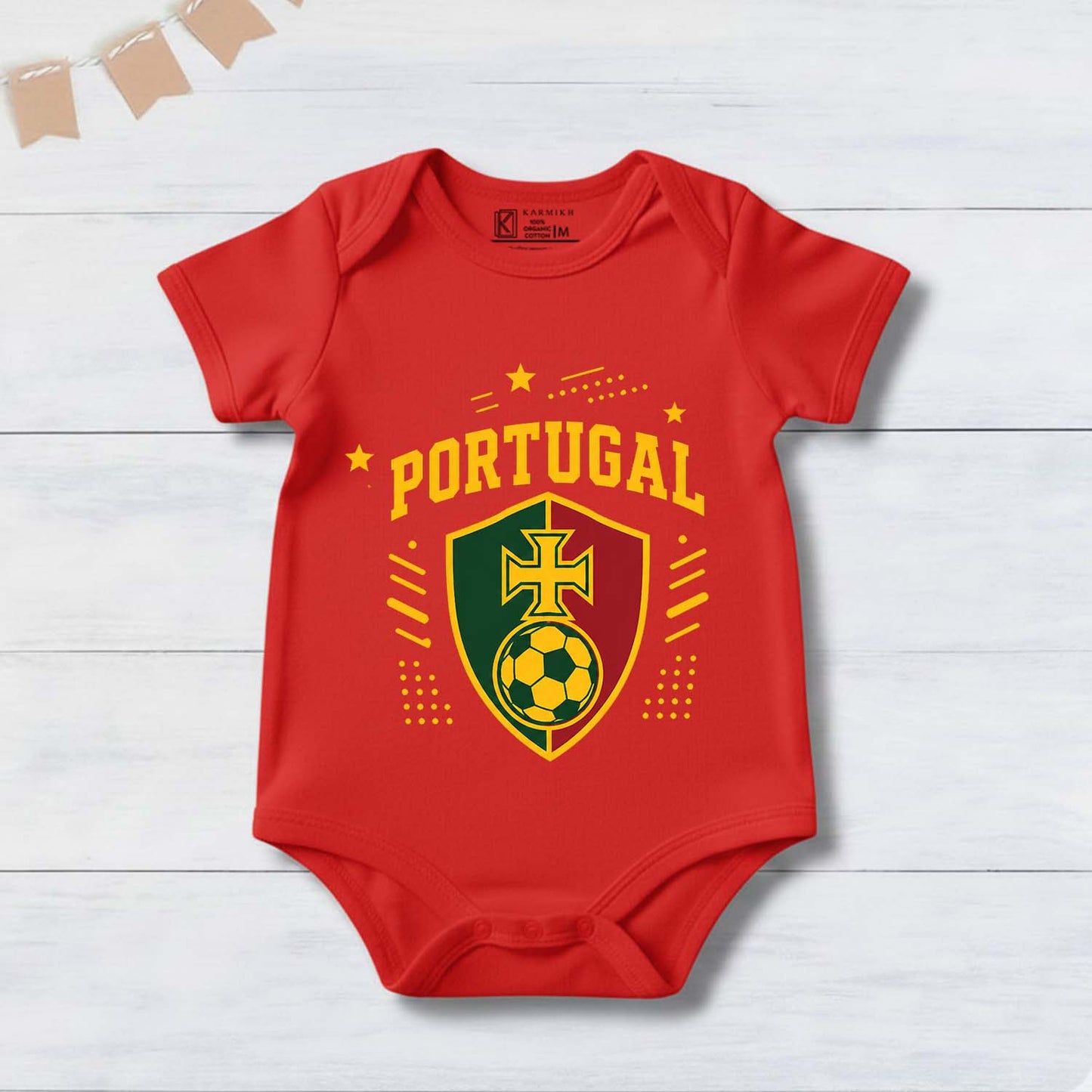New Born & Baby clothing | Portugal Football Fan Baby Romper with Customized Baby Name Printed | Soft  Cotton