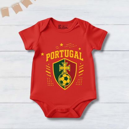 New Born & Baby clothing | Portugal Football Fan Baby Romper with Customized Baby Name Printed | Soft  Cotton