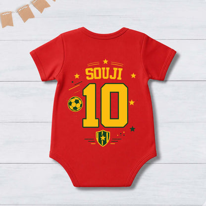 New Born & Baby clothing | Portugal Football Fan Baby Romper with Customized Baby Name Printed | Soft  Cotton