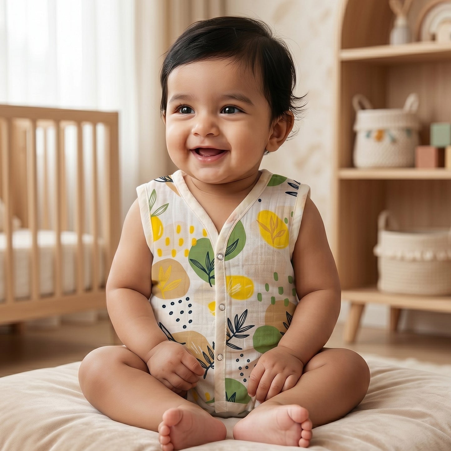 New Born & Baby Clothing | Sleeveless Muslin Baby Dress (0-3 Months) Five Combo Cute Print 4th Combo | Soft Cotton