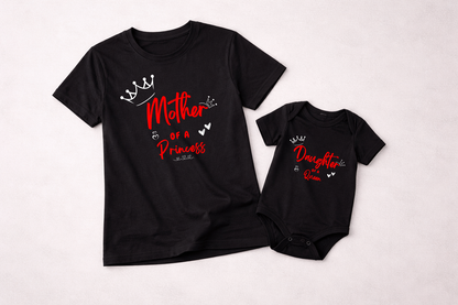 Mother of a princess, Daughter of a queen _ stylish combo black tee