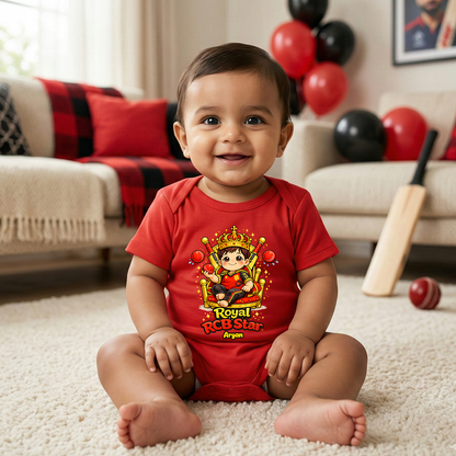 New Born & Baby Clothing | Royal RCB Star With Customized Baby Name | Soft Cotton
