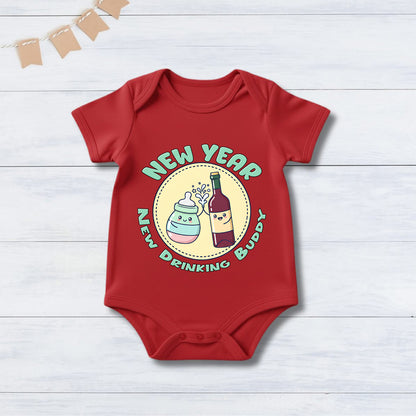New Born & Baby Clothing | Baby First New Year New Drinking Buddy Red Dress | Soft Cotton