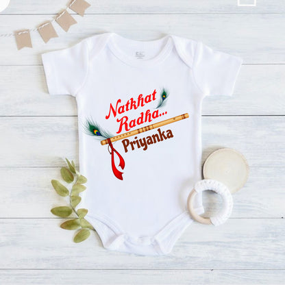 Natkhat Radha with customised name _White Onesie