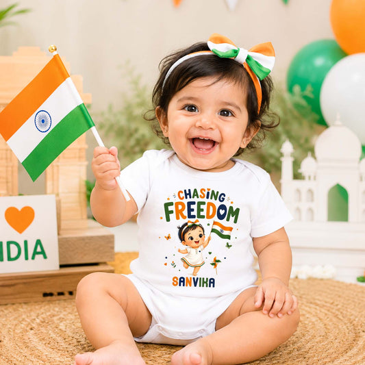 New Born & Baby Clothing | Chasing Freedom With Customized Baby Girl Design & Name | Soft Cotton
