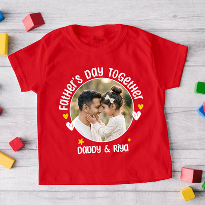 New Born & Baby Clothing | Fathers Day Together Daughter Customized Image & Name Red T-shirt | Soft T-shirt