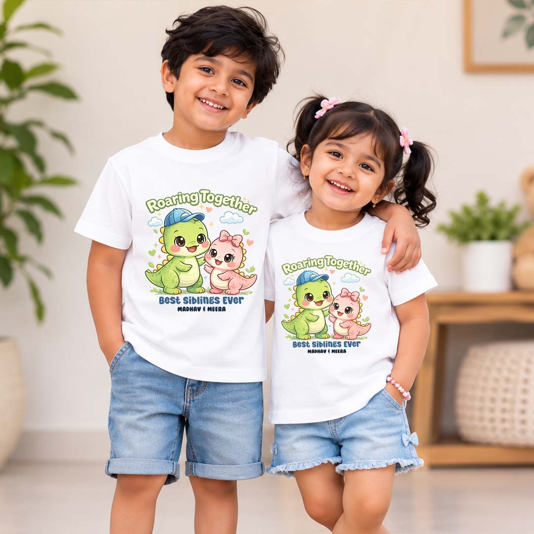 Combo pack of Roaring Together With Custom Names White Tees
