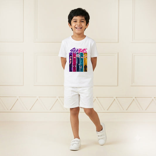 SajaBoys Group Inspired Printed Kid's Black T-Shirt