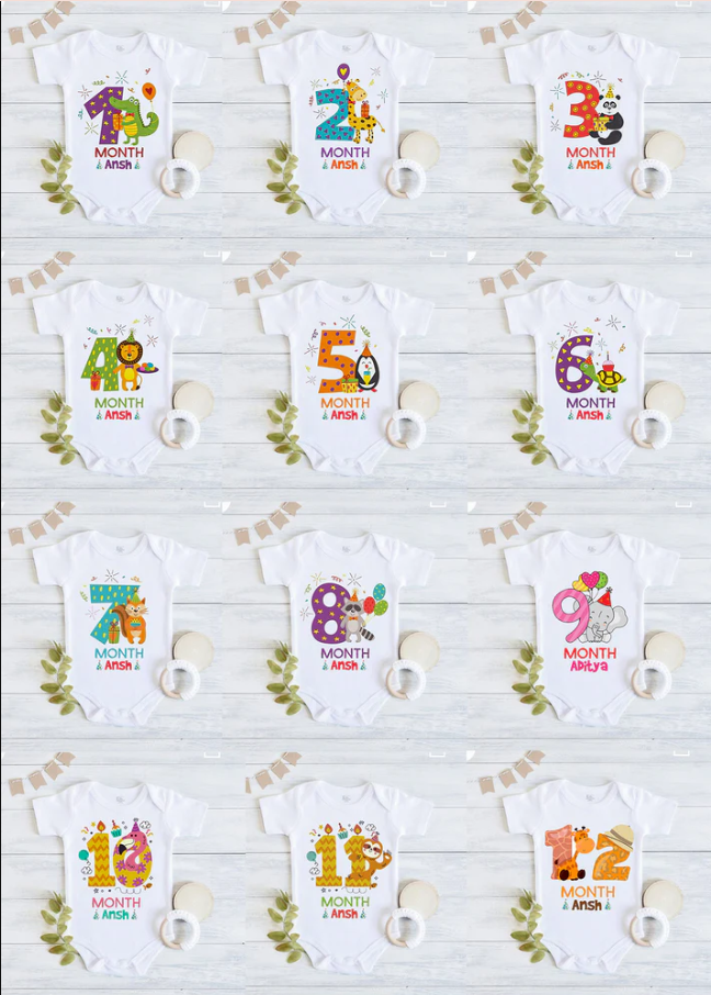 Infant monthly birthday Little Monthlies Onesie