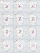 Infant monthly birthday 12 Months of Love_ Customized name White Onesie