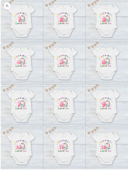 Infant monthly birthday 12 Months of Love_ Customized name White Onesie