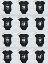 Infant monthly birthday_ With Customized Name Stylish Black Onesies