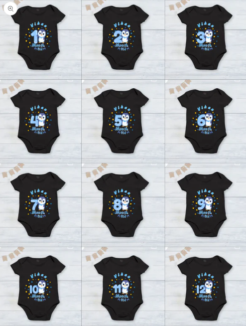 Infant monthly birthday_ With Customized Name Stylish Black Onesies