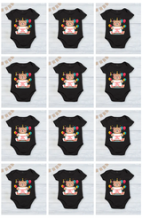 Infant monthly birthday_ With Customized Baby Name Black Onesies