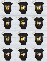 Infant monthly birthday_ With Customized Baby Name Stylish Black Onesies