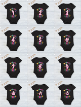 Infant monthly birthday_ With Customized Baby Name Stylish Black Onesies