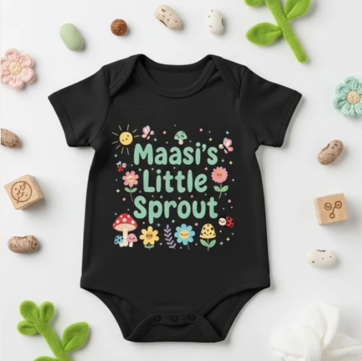New Born & Baby Clothing | Mama + Mamu + Masi – 3-Piece Baby Bodysuit Combo | Soft Cotton