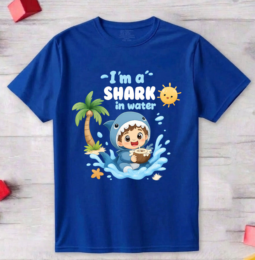 I Am A Shark In Water Printed Kid's T-Shirt