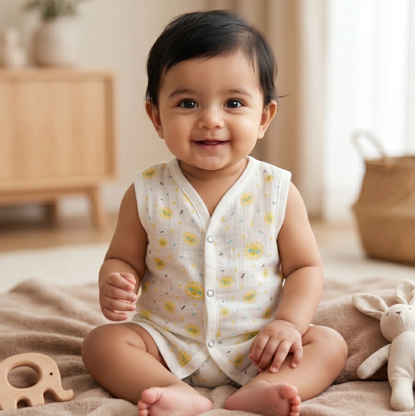 New Born & Baby Clothing | Sleeveless Muslin Baby Dress (3-6 Months) Cute Print 3rd Combo | Soft Cotton