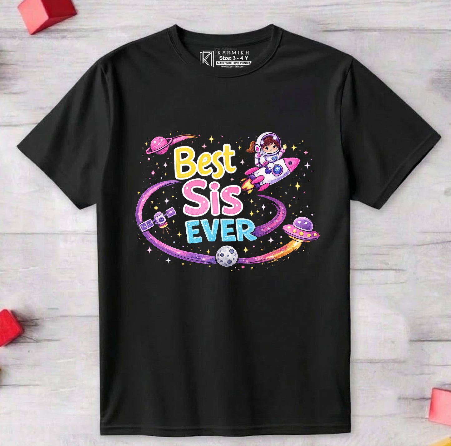 Siblings Black T-shirt Rakhi Gift Hamper