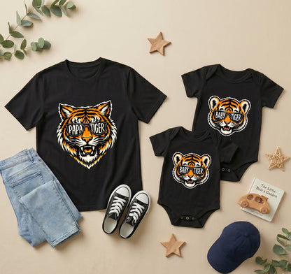 New Born & Baby Clothing | Our First Father's Day Together Tiger Twin Baby Sets T-shirt and onesie With Custom Baby Name | Soft T-shirt