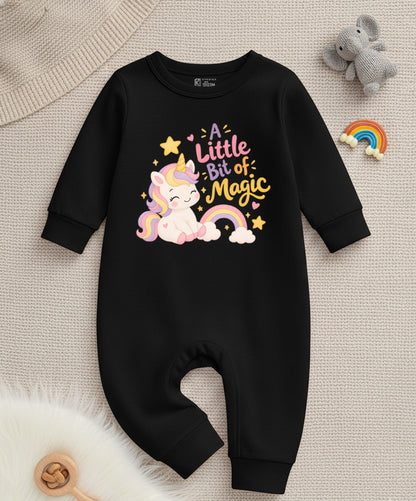 Karmikh Baby Romper | A Little Bit of Magic Baby Romper – Black 🦄✨ | Full Romper
