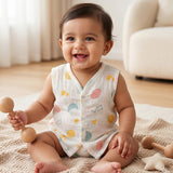 New Born & Baby Clothing | Sleeveless Muslin Baby Dress (6-9 Months) Universe Cute Print | Soft Cotton