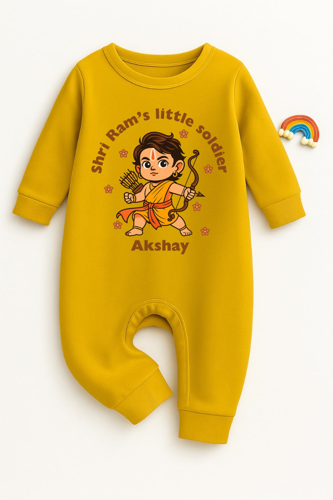 Sri Ram Little Soldier With Customized Baby Name  _ Full Yellow Romper