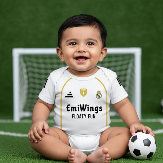 White 25/26 Football Jersey Inspired With Customized Baby Name Bodysuit _ White Bodysuit