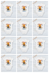 Infant monthly birthday 12 Months of Love cute super cat design_ Customized name White Onesie
