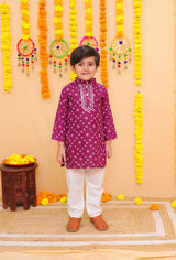 Premium Cotton Kids Ethnic Wear Kurta Set for Boys | Royal Orchid Purple | Festival Collection