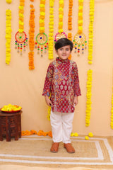 Premium Cotton Kids Ethnic Wear Kurta Set for Boys | Crimson Heritage Red | Festival Collection