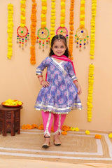 Premium Cotton Girls Ethnic Dress | Lavender Paisley | Festival Collection