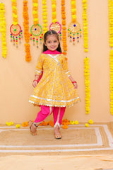 Premium Cotton Girls Ethnic Dress | Golden Sunshine | Festival Collection