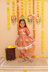 Premium Cotton Girls Ethnic Dress | Orange Marigold | Festival Collection