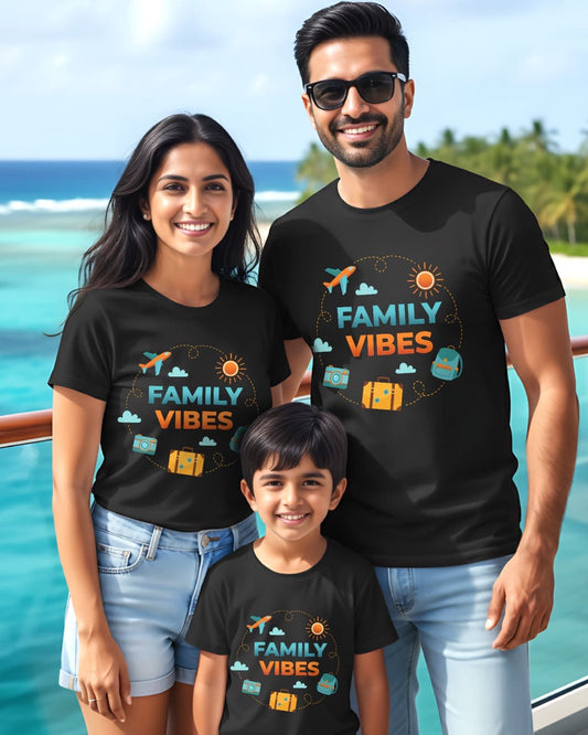 Family Vibes Total Family Twining Black T-shirt